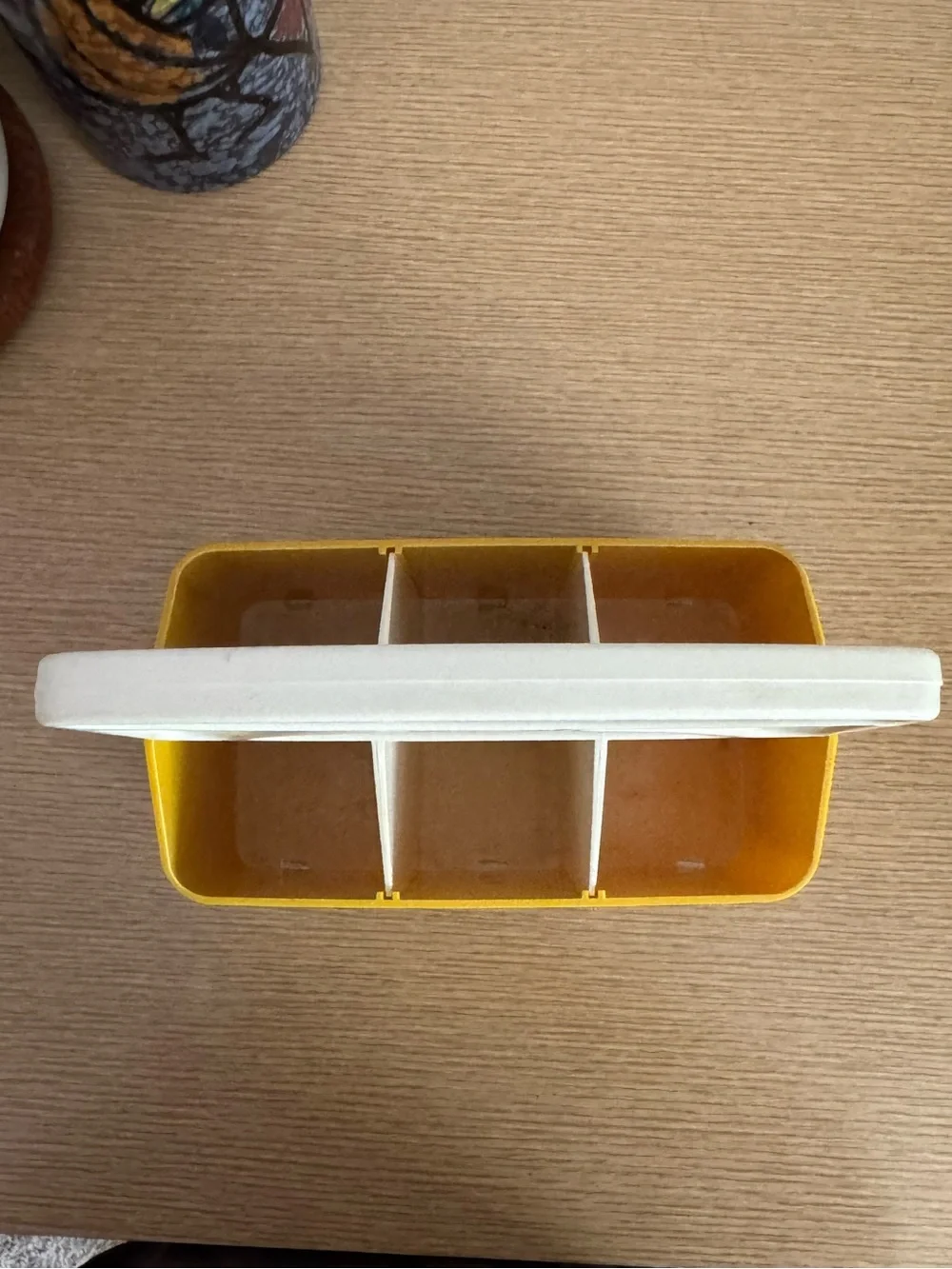 70s Vintage Yellow & White Plastic Utensil/Accessory Caddy - Picture 7 of 9